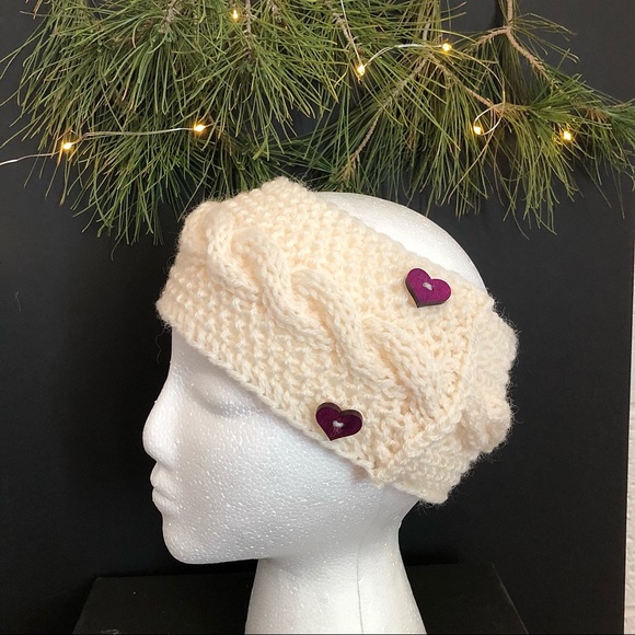 Purple Buttons 100% Virgin Wool Headband - Picture 1 of 1